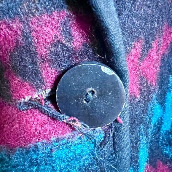 VTG Southwestern Navajo Aztec Wool Blend Jacket Blazer Short Teal Brown Black L - Picture 6 of 14